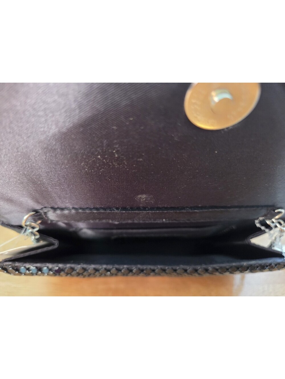 Jessica McClintock Black Sequin Mesh Evening Clutch Crossbody Chain Bag NWT - Picture 5 of 5